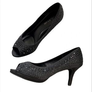 Kelly & Katie studded black open toed heels